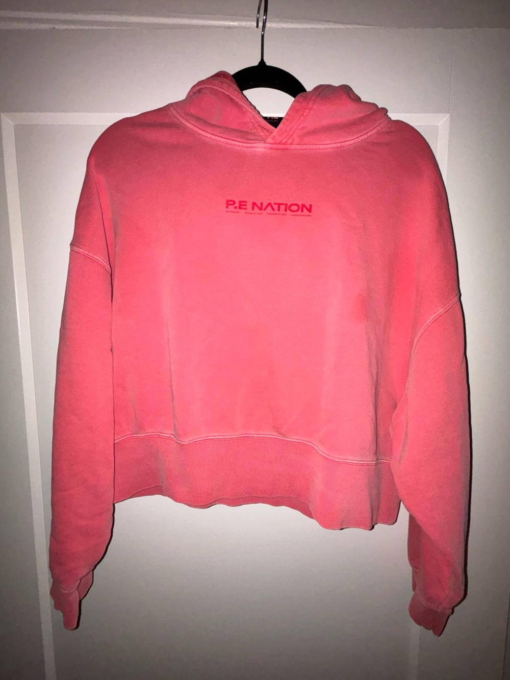 P.E Nation Coral Pink Cropped Hoodie